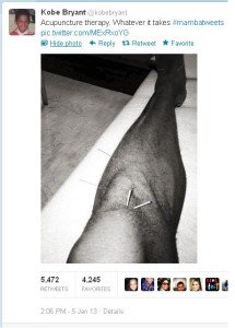 Kobe Bryant tweeting about acupuncture