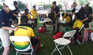 Emperor's College students helping at Special Olympics World Games